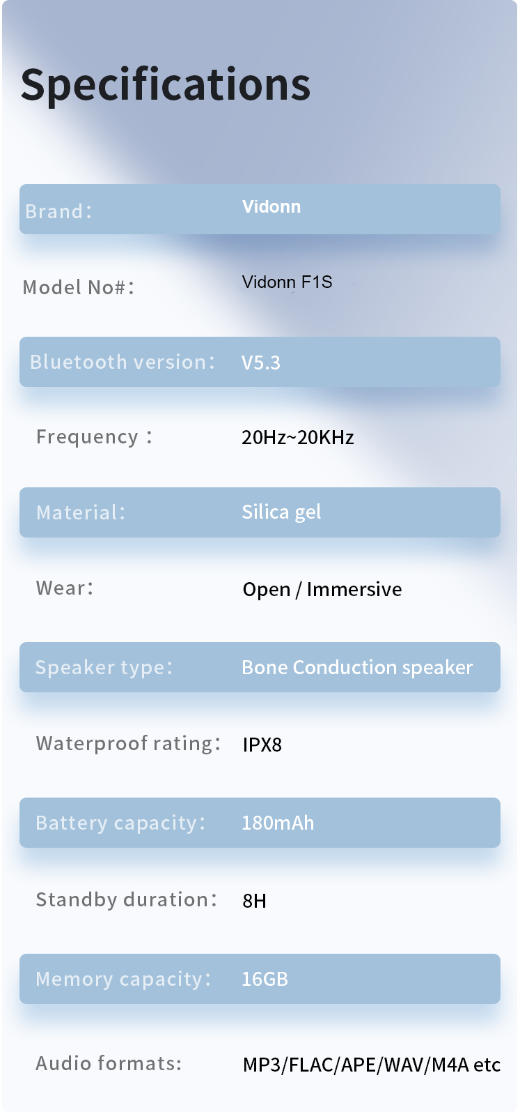 Vidonn F1s Swimming bone conduction headphone,IPX8 Waterproof