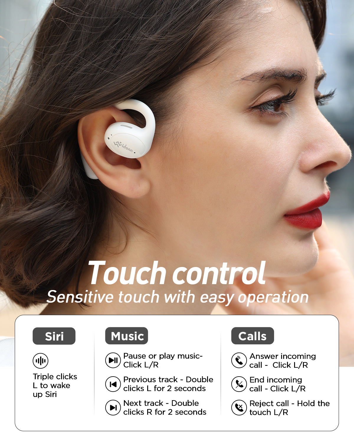 Vidonn E300 Open Ear Air Conduction Headphones, Wireless Bluetooth Hea